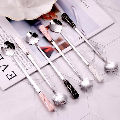 China Wedding Favor Gift Gold Stainless Steel Long Handle Stainless Steel Teaspoon Ceramic Teaspoon for sale