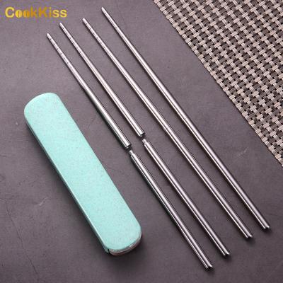 China Stainless Steel Sustainable Korean Reusable Travel Custom Style Food Grade Portable Chopsticks With Case for sale