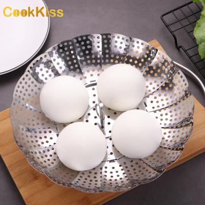 China Multi Viable Purpose Mini Chinese Cooking Stainless Steel Collapsible Food Steamer Basket for sale