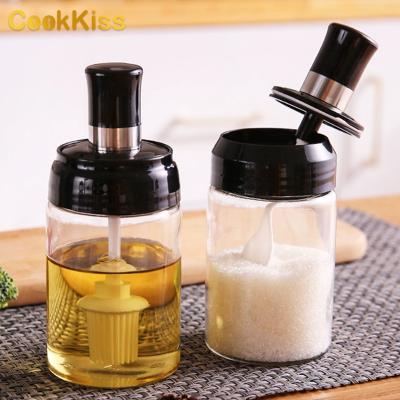 China Wholesale High Quality Custom Stocked Lid Kitchen Spice Seasoning Packing Glass Jar Set With Spoon for sale