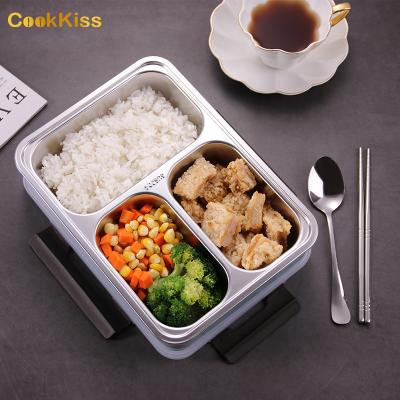 China Japanese 4 Compartment Freshness Storage Box Kids Eco-friendly Leakproof Adult Cutlery Set 304 Stainless Steel Food Bowl for sale