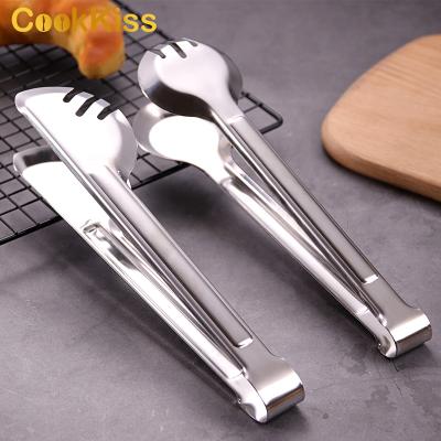 China Viable Kitchen Serving Tongs Set Digital Barbecue Mini Korean Curved Bread Stainless Steel Food Tongs for sale