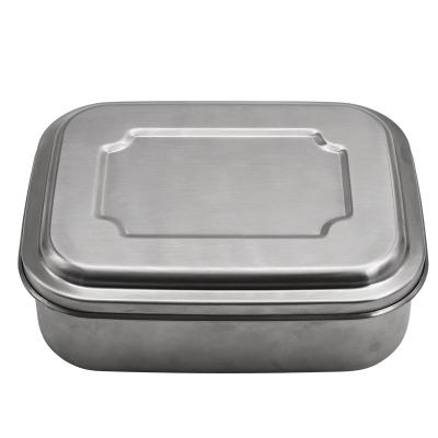 China Stainless Steel Meal Box Lunch Box Sustainable Metal Bento Box Food Container With Lock Clips for sale