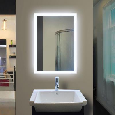 China Modern Magnifying Square Touch Dimming Lighted Silver Backed Mirror Led Bathroom Vanity Mirror for sale