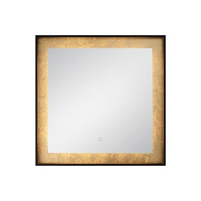 China Customized LED Backlit Mirror Hotel Bathroom Mirror Light Gold Foil With Touch Screen ETL Certificate for sale