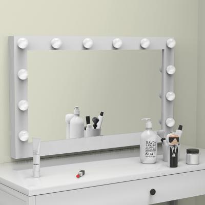 China Lighted Vanity Mirror Desk Mirrors With Dimmer To Light Hollywood LED Lighted Mirror To Make Up for sale