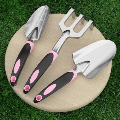 China Durable+Portable+Comfortable Aluminum Handle Kit 5Pcs Garden Heavy Duty Gardening Tool Kit For Hand Trowel Weeder Cultivator Digging Rake for sale