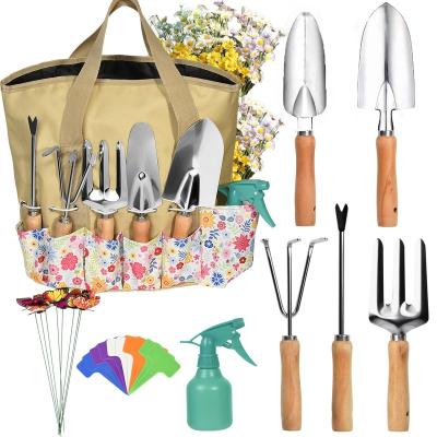 China Durable+Portable+Comfortable Handle Amazon Gardening DIY Tools With Trowel Wood Rake Fork Weeder Handle Pruner Garden Digging Tool Kit for sale