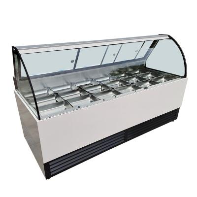 China Supermarket Glass Refrigerator Glass Cooked Food Double Arc Temperature Double Temperature Frozen Meat Meat Display Showcase for sale