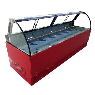 China Commercial Dual Temperature Refrigerator Equipment Cooked Food Fresh Meat Display Cooler Counter With Frozen Cabinet for sale