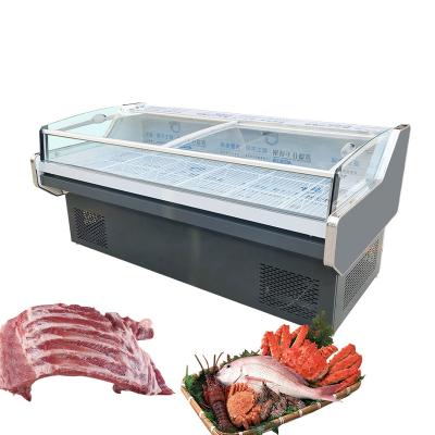 China Double Temperature Restaurant Meat Display Refrigerator with Glass Bottom Freezer Door Deli Food Display Cooler for sale