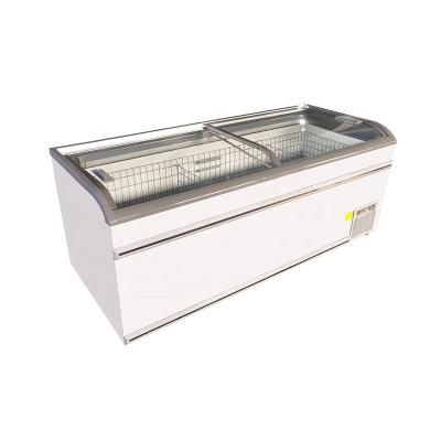 China Single-temperature Commercial Curved Door Glass Top Supermarket Refrigerator Combined Frozen Food Display Freezer for sale