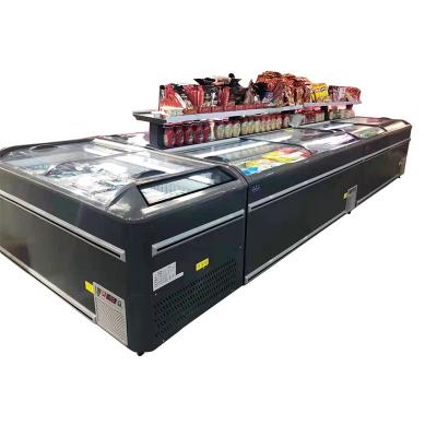 China Island Showcase Refrigerator Supermarket Frozen Food High Temperature Combined Refrigerated Meat Display Freezer for sale