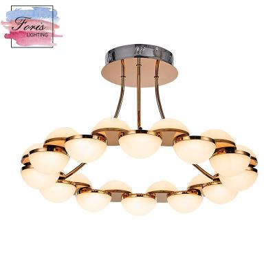 China Simple OEM Rose Gold Semi-Flux Crystal Ball Pendant Light Light Fixtures Modern Home Hanging Lights Led Modern Ceiling Lamp for sale