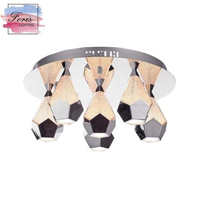 China Wholesale OEM Modern Crystal Hotel Flush Mount Chrome 6 Heads Hanging Ceiling Light Lights Home Led Modern Ceiling Lamp for sale