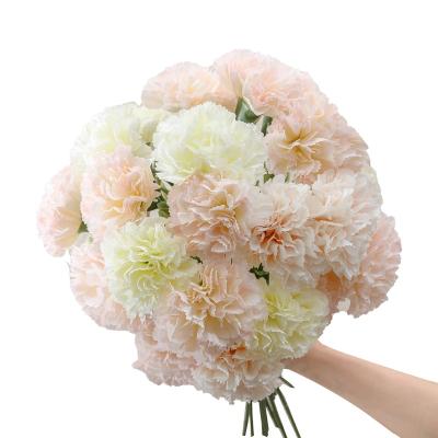 China Wholesale Beautiful Mothers Day Gift Artificial Flowers Silk Single Stem Carnation Colorful High Simulation for sale