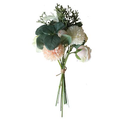 China Beautiful colorful dandelion flower eucalyptus leaves bouquet artificial flower artificial dandelion flower for wholesales for sale