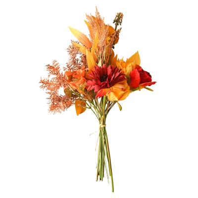 China Wholesale Beautiful Colorful Artificial Autumn Flower Fall Gerbera Daisy Bouquet Long For Bridal Flowers Wedding Bouquets Home for sale