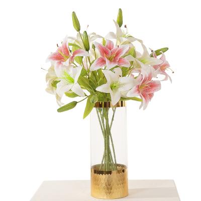 China Factory Direct Beautiful Colorful Simple Artificial Real Touch Plastic Tiger Orchid Lily Flowers For Home Decoration for sale