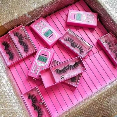 China 5 pairs natural private label 5D wholesaler 25mm mink eyelashes box packaging 3d mink fluffy eyelashes for sale