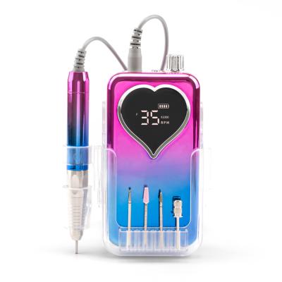 China wireless & Exclusive 2022 New Product Rechargeable Customize Private Logo Magic Gradient Color 35000 Rpm Portable Brushless Rechargeable Nail Drill for sale