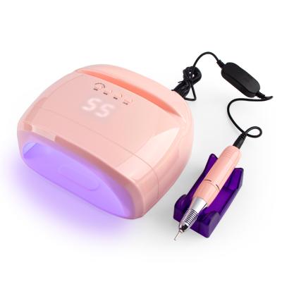 China LED Gel Manicure Quick Cure Practice Set 2 in 1 Portable Low Noise 30000RPM Nail Drill Handpiece with 78W Cordless LED UV Lamp for sale