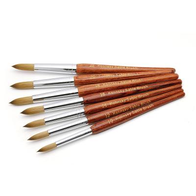 China Salon Acrylic Art Brush Red Wood Crystal LED Art Brush 9PCS Pattern Round Sharp Kolinsky Sand UV Acrylic Nail Brush for sale