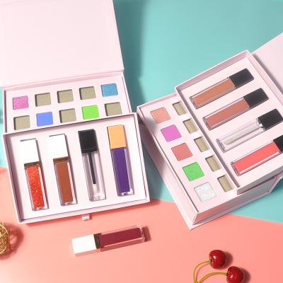 China Makeup Palette Kit Waterproof Good Quality Eyeshadow With Lipstick Private Label Lip Gloss Cosmetic Set Set for sale