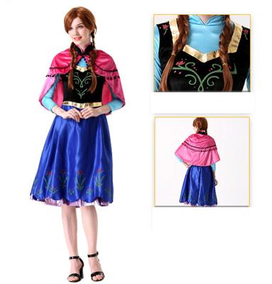 China Adult Halloween Costume Washable Princess Dress Ice Princess Costume Cosplay Anime Fairy Tale Dress Stage Costume for sale