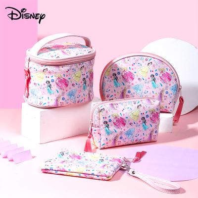 China Cute Fashion Disney Cosmetic Bag Pink Princess 4pcs Set Makeup Bags PU Cosmetic Case Set Girls Makeup Package Coin Purses for sale