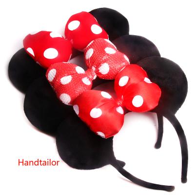 China Decorate Party Mickey Hair Bow Adult Polka Dot Bow Knots Handtailor Hairbands Hair Accessories Festival Minnie Ear Headband for sale