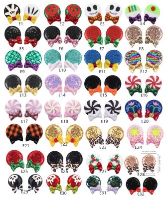 China Decorate Drop Shipping Hair Clip 2021 Mickey Bows Scrunchies With Glitter Ears Hair Ring Velevt Headwear Elastic Mouse Ears Headband for sale