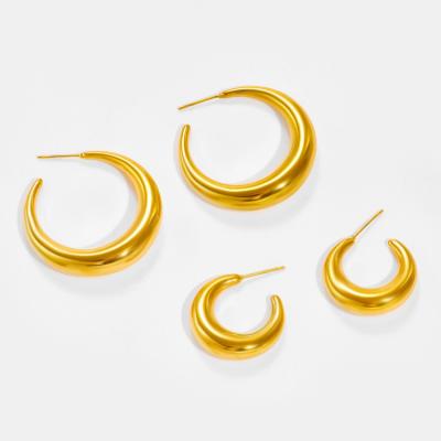 China Fine Jewelry TRENDY 18K Gold Plated Stainless Steel Hoop Earrings Shape Jewelry Earrings For Women for sale