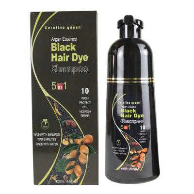 China Moisturize Factory Supply 420ml Argan Oil Hair Dye Black Shampoo Herbal Hair Color Shampoo for sale