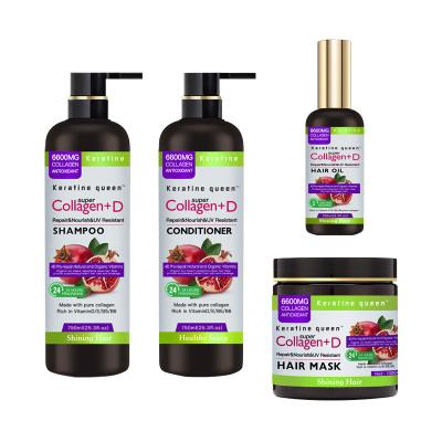 China Anti Keratin Natural Collagen Pomegranate Hair Fall Replenishing Shampoo And Conditioner Set Sulfate Free Private Label For Oily Hair for sale