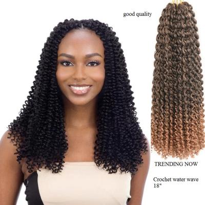 China Premium Synthetic Hair 18 Inch Ombre Cheap Pre Looped Water Wave Rich Synthetic Crochet Braid Hair for sale