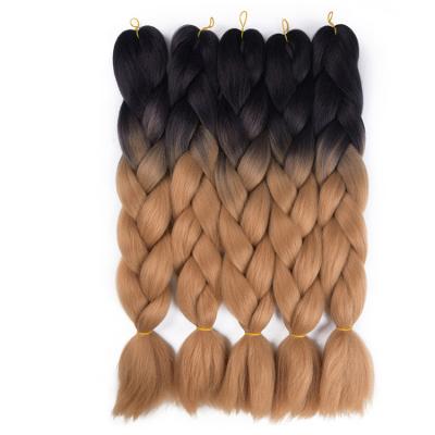 China Braiding Hair Extensions Wholesale 100G Braiding 24 Inch Braid Ombre Fiber Braiding Hair Extension Two Tone Color High Temperature Synthetic for sale