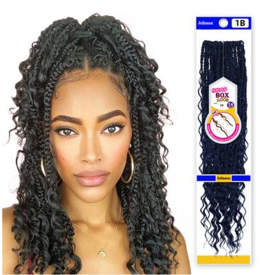 China Knaeklaon Fiber Julianna Kanekalon Bohemian Boho Box Braid 14inch Pre Looped Crochet Boho Synthetic Messy Hipster Box Braid Boho Box Braid for sale