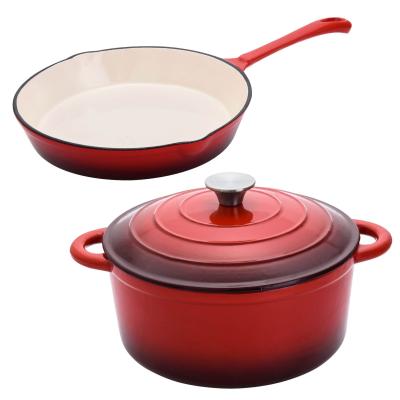 China Viable Wholesale 5.5 Quart Red Enameled Cast Iron Covered Round Dutch Oven Pot 10