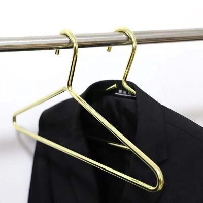 China Modern Nordic Golden Adult Iron Wire Hanger Suit Clothing Store Display Hanger for sale