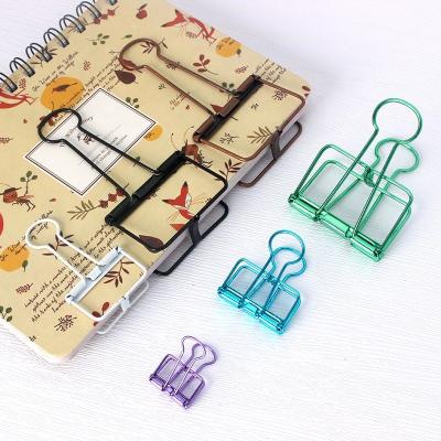 China Office / Stationary Office Supplies File Hollow Binder Clips Colorful Metal Binder Book Clips Stationery Long Tail Clip for sale