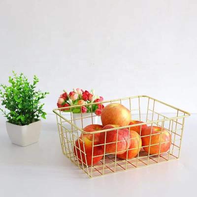 China Viable French Line Organizer Household Sundries Magazine Storage Basket Fruit Plating Iron Rack for sale