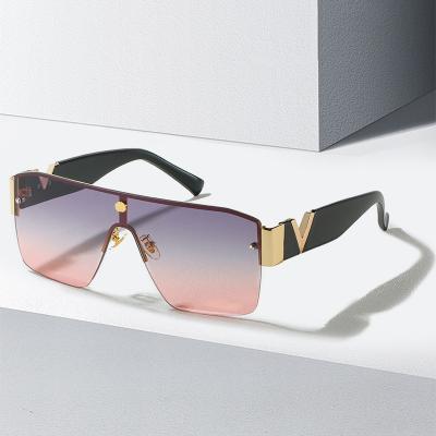 China Fashion Sunglasses 2022 Latest Square V Style Brand Sun Glasses Modern Futuristic Oversized Sunglasses for sale