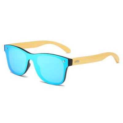 China 2020 One Piece Sunglasses Wooden Sun Glass Mirror Anti Private Label UV400 OEM Custom PC Green Bamboo Arms for sale