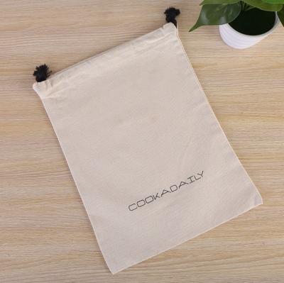 China Recyclable Promotional Recycled Cotton Muslin Drawstring Bag Muslin Eco - Friendly Pouch for sale