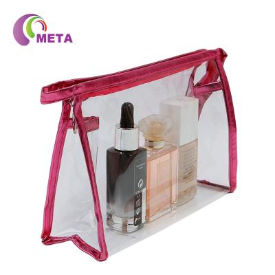 China Soft Portable Clear PVC Cosmetic Bag Zipper Pouch Transparent Makeup Travel Wash Bag for sale