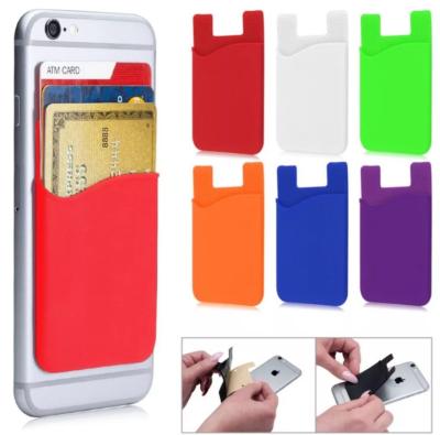 China Sticky on the back of the smart phone advertising promotion silicone wallet phone credit card holder pocket for sale