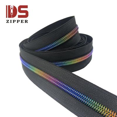 China New Style Factory Direct Sales Custom Matte Iridescent Rainbow Viable Dark Black Nylon Zipper for sale