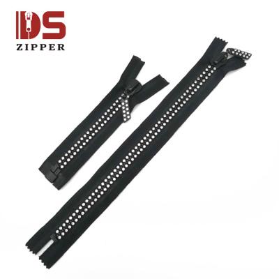 China Non-lock decorative rhinestone diamond zipper factory sales for clothes for sale