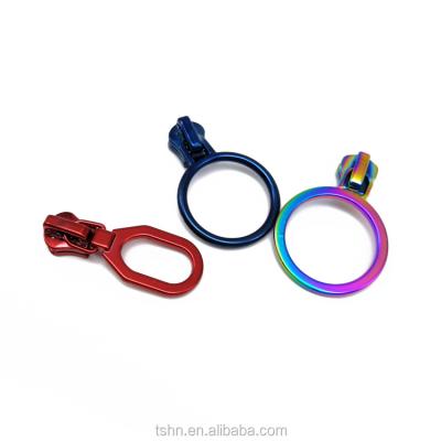 China Hot sale 2020 custom LOGO rainbow color nickel free colorful puller nylon zipper puller electroplating use for sale